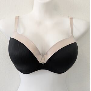 FABULOUS BY VICTORIAS SECRET Lined‎ Demi Underwire Bra Black Nude Sz 34DD 34E